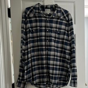 Lucky Brand Men's Checkered Western Shirt - Dark Blue and White plaid sz XXL
